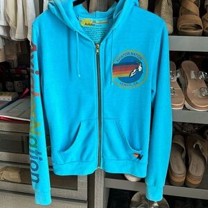 XS Aviator Nation bright blue swear jacket.
